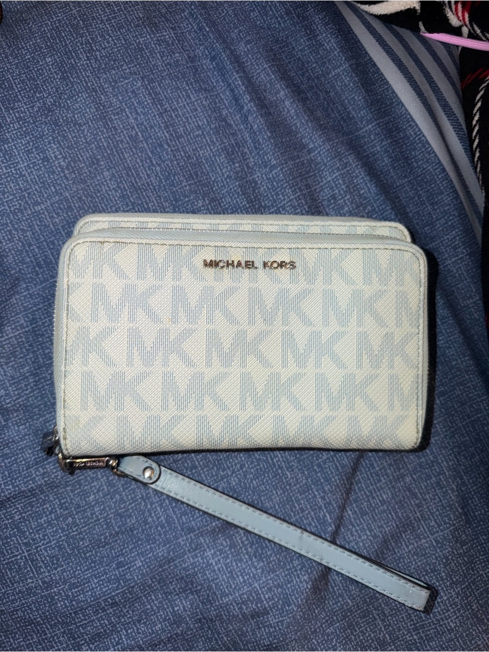 Michael Kors Light Blue MK Monogram Wristlet